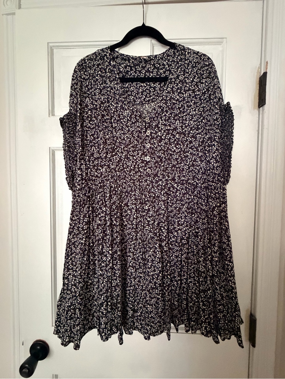 Free People Black and White Ditsy Floral Mini Dress - Picture 2 of 4